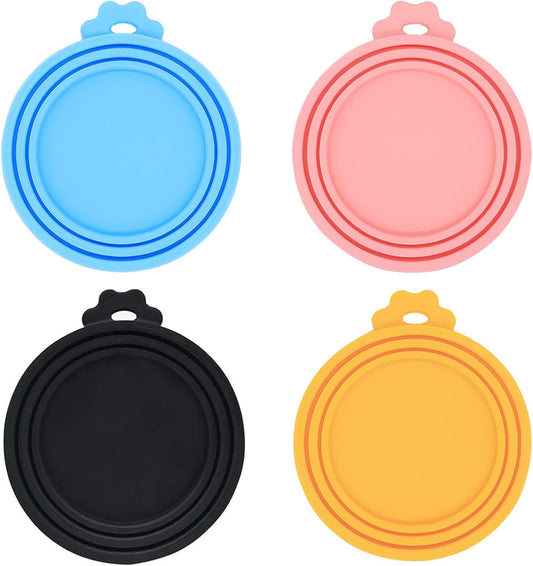 Food Can Covers/4 Pack/Universal BPA Free Silicone Dog Cat Tin Lids for Dog and Cat Food/Fits All Standard Size Can Tops for Pet Food Storage(Mix Color1)