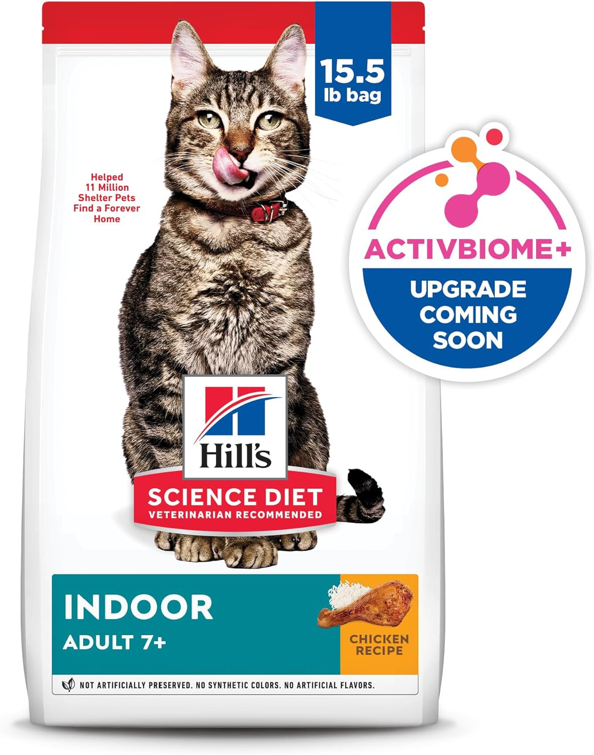 Adult 7+ Indoor Dry Cat Food, Chicken, 15.5 Lb. Bag