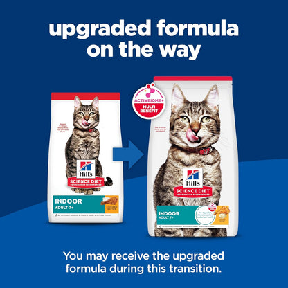 Adult 7+ Indoor Dry Cat Food, Chicken, 15.5 Lb. Bag