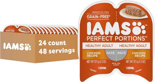 Perfect Portions Sensitive Digestion & Skin Wet Cat Food Pate, Healthy Adult Grain Free Pate, Chicken Recipe, 2.6 Oz. (24 Twin Packs)