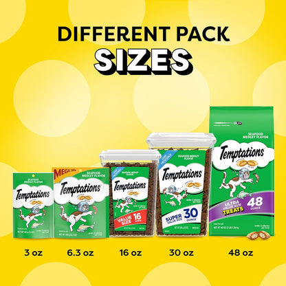 Cat Treats, Classic Crunchy and Soft Cat Treats, Seafood Medley Flavor, 30 Oz. Tub